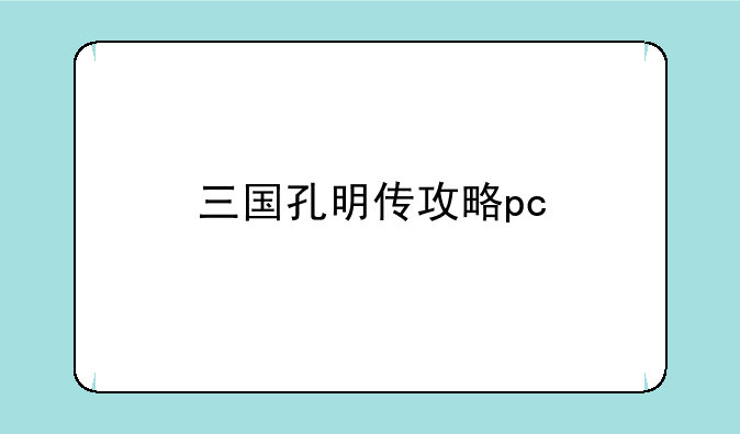 三国孔明传攻略pc