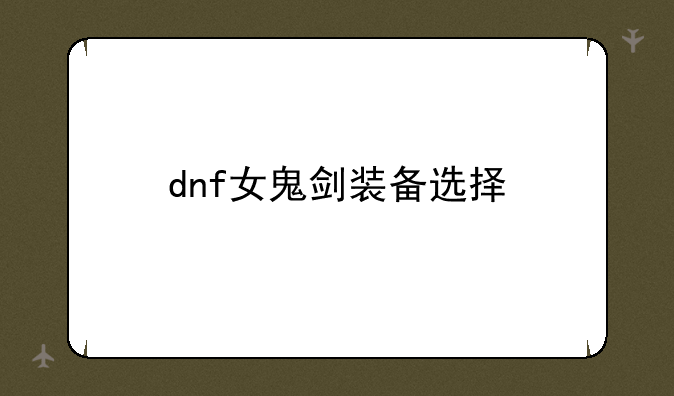 dnf女鬼剑装备选择