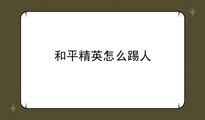 和平精英怎么踢人