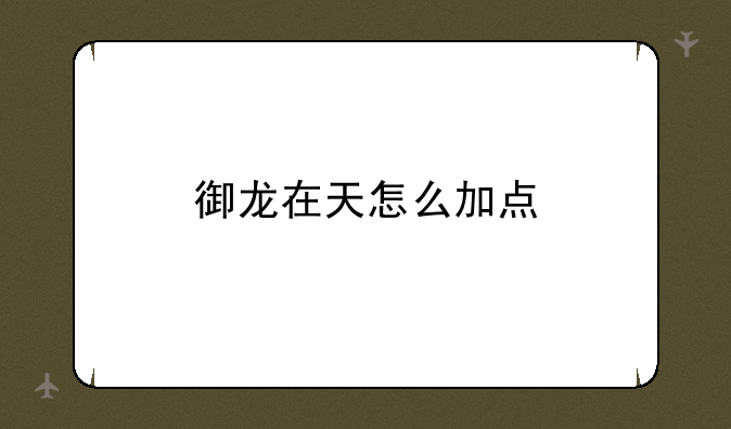 御龙在天怎么加点
