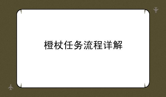 橙杖任务流程详解