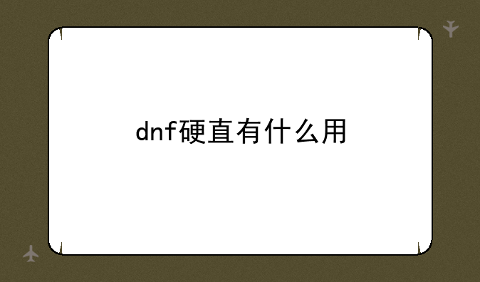 dnf硬直有什么用