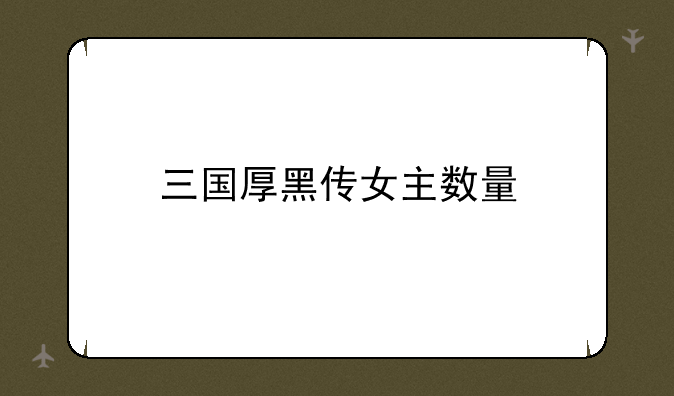 三国厚黑传女主数量