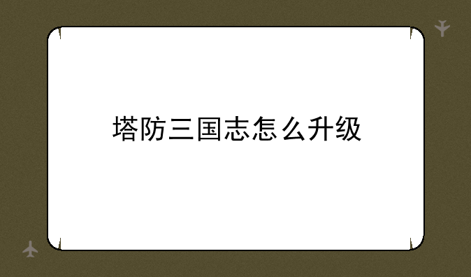 塔防三国志怎么升级