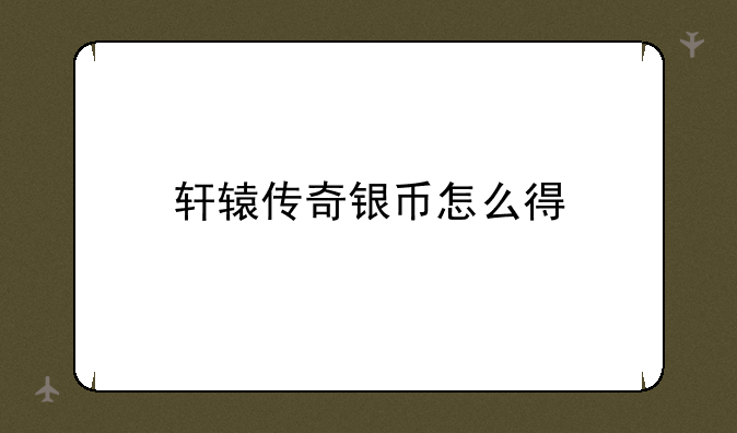 轩辕传奇银币怎么得