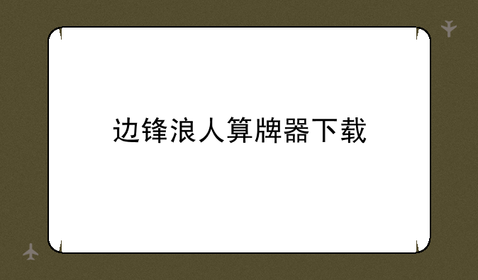 边锋浪人算牌器下载
