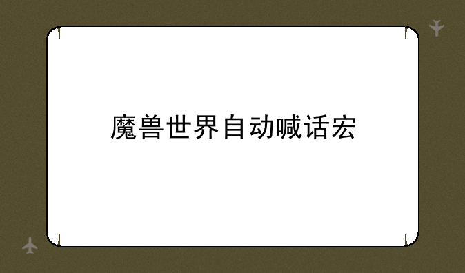 魔兽世界自动喊话宏