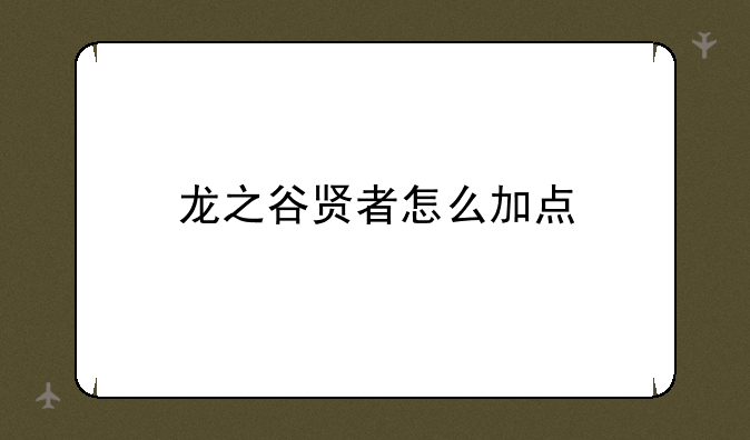 龙之谷贤者怎么加点
