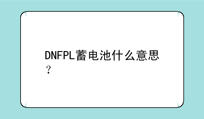 DNFPL蓄电池什么意思？