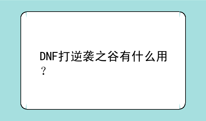 DNF打逆袭之谷有什么用？