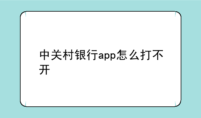 中关村银行app怎么打不开