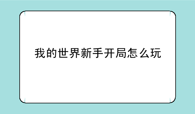 我的世界新手开局怎么玩