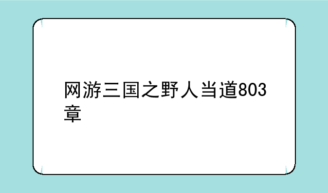 网游三国之野人当道803章