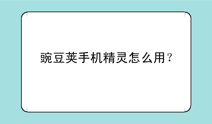 豌豆荚手机精灵怎么用？