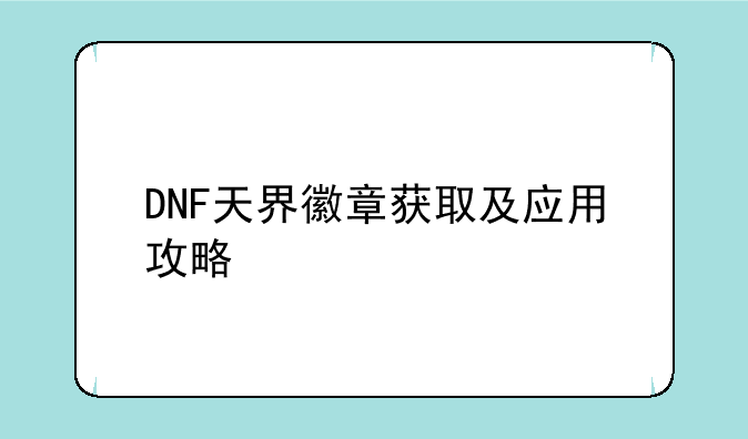 DNF天界徽章获取及应用攻略