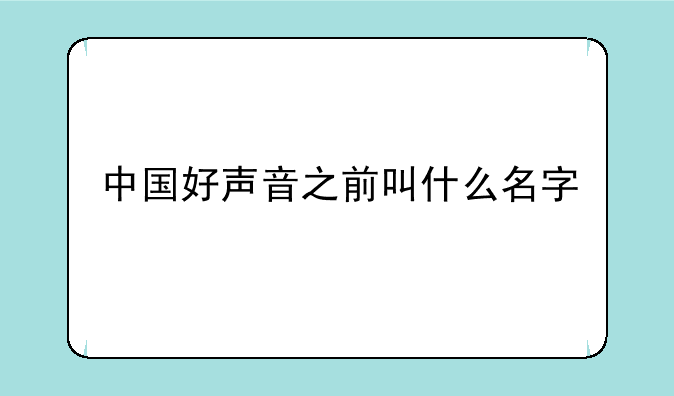 中国好声音之前叫什么名字