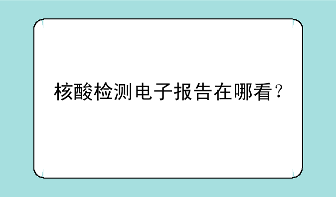 核酸检测电子报告在哪看？