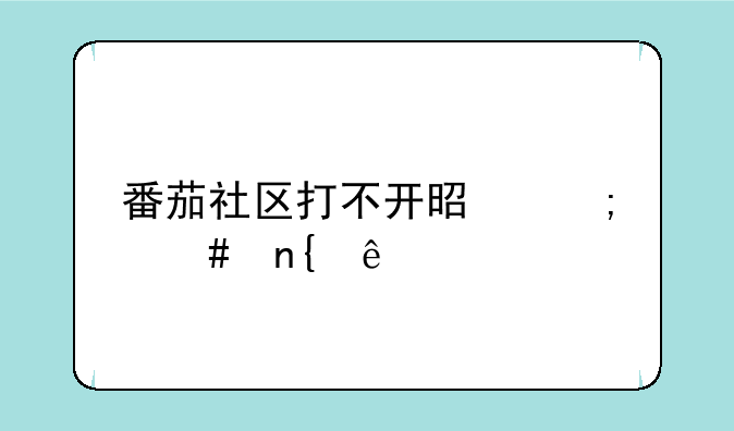 番茄社区打不开是怎么回事
