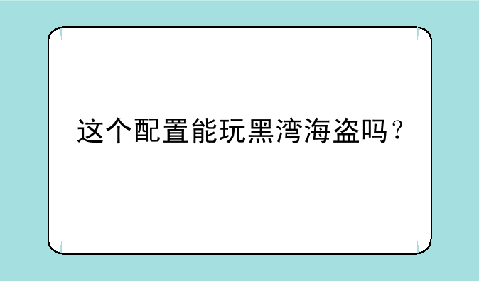 这个配置能玩黑湾海盗吗？