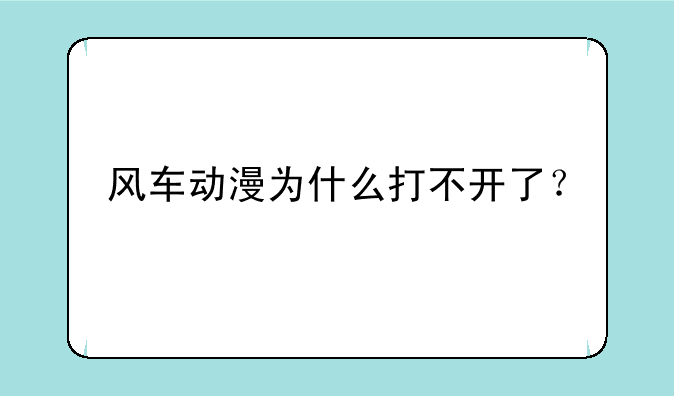 风车动漫为什么打不开了？