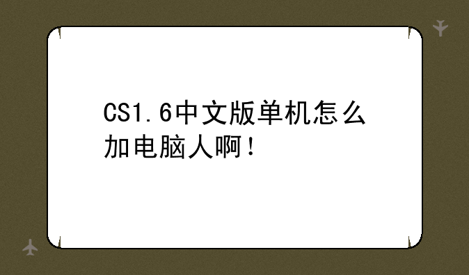 CS1.6中文版单机怎么加电脑人啊！