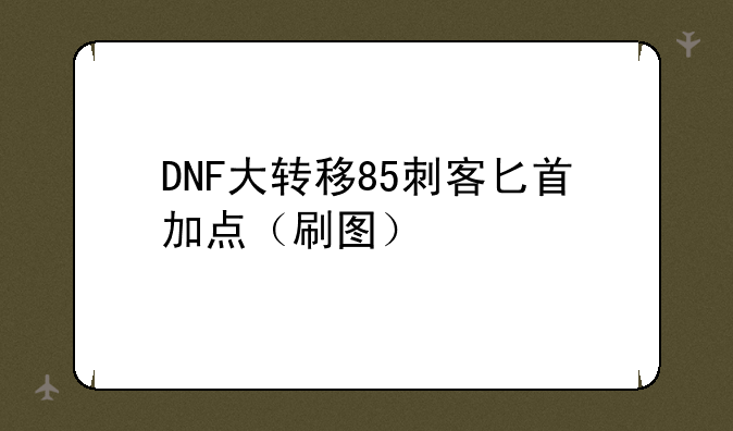 DNF大转移85刺客匕首加点（刷图）