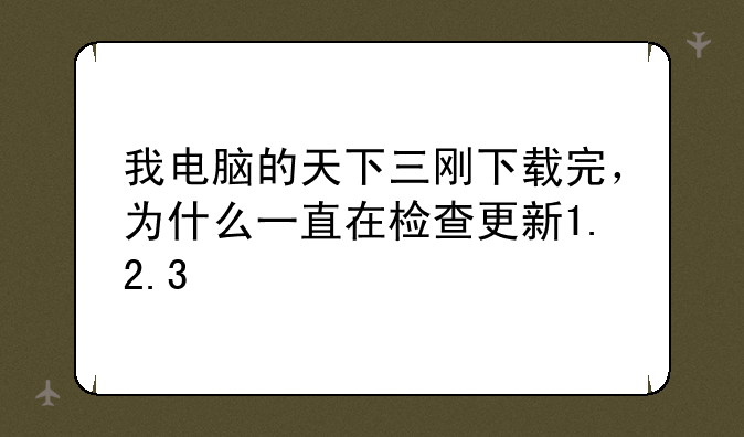 我电脑的天下三刚下载完，为什么一直在检查更新1.2.3