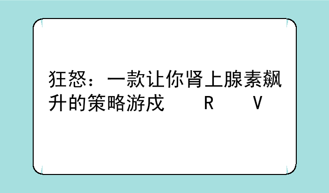 狂怒：一款让你肾上腺素飙升的策略游戏攻略