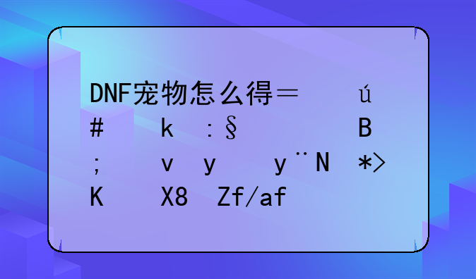 DNF宠物怎么得？很多玩家身后跟着的那个像阿拉丁神灯里的神一样的东西是什么？