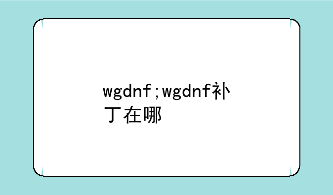 wgdnf;wgdnf补丁在哪