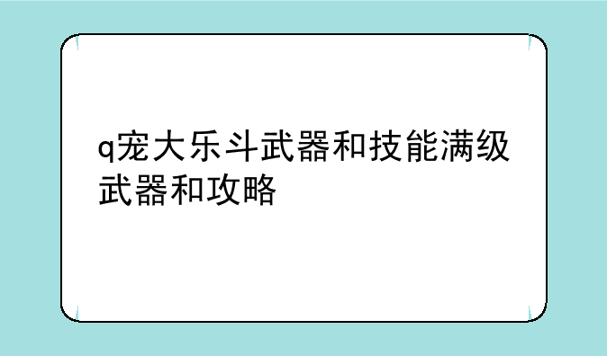 q宠大乐斗武器和技能满级武器和攻略