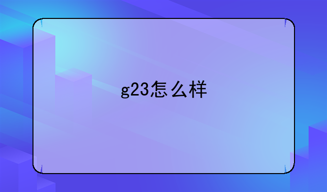 g23怎么样