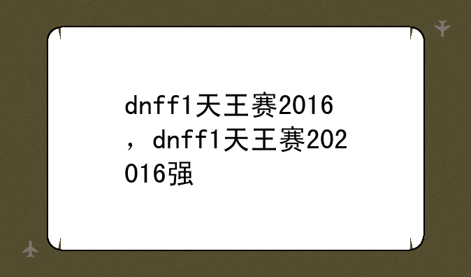 dnff1天王赛2016，dnff1天王赛202016强