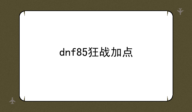 dnf85狂战加点