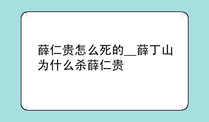 薛仁贵怎么死的__薛丁山为什么杀薛仁贵