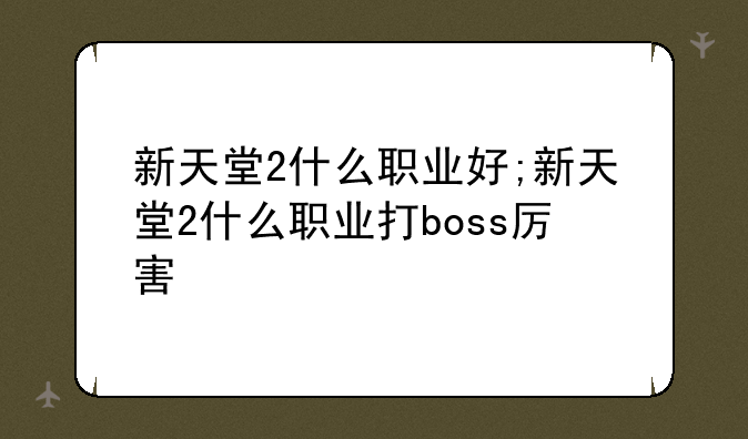 新天堂2什么职业好;新天堂2什么职业打boss厉害