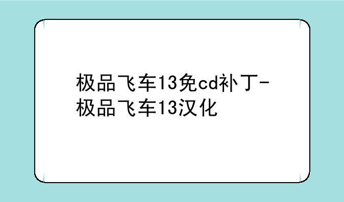 极品飞车13免cd补丁-极品飞车13汉化