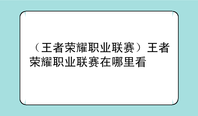 （王者荣耀职业联赛）王者荣耀职业联赛在哪里看