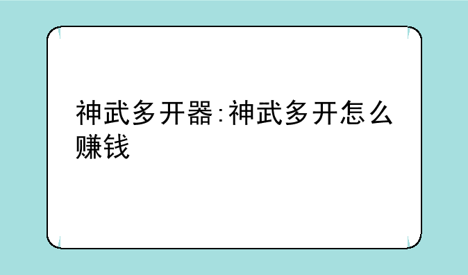 神武多开器:神武多开怎么赚钱