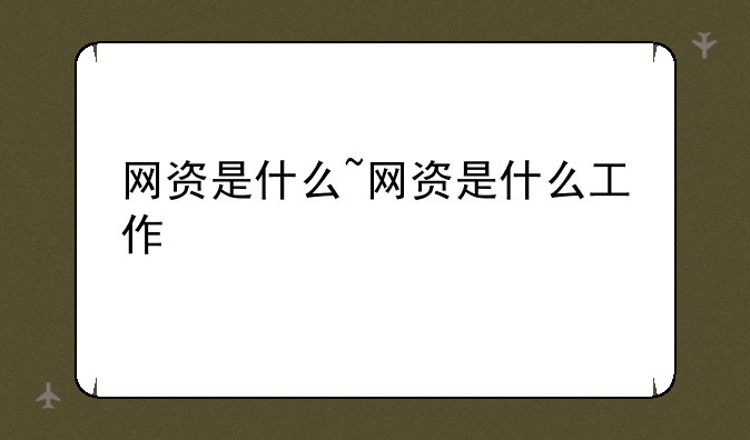 网资是什么~网资是什么工作