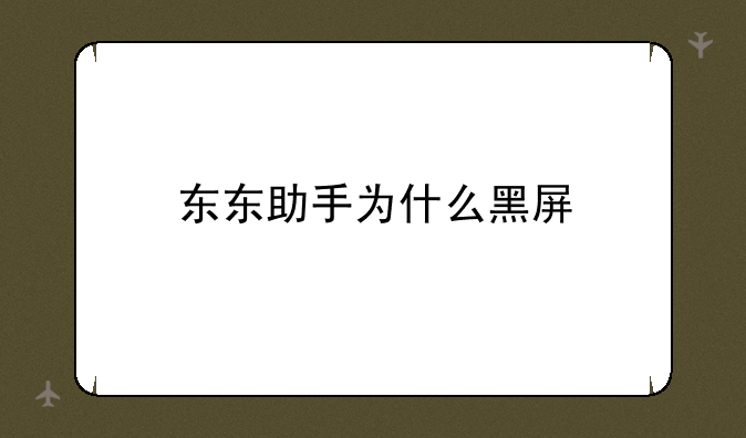 东东助手为什么黑屏