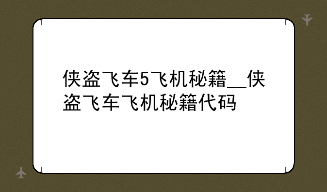 侠盗飞车5飞机秘籍__侠盗飞车飞机秘籍代码