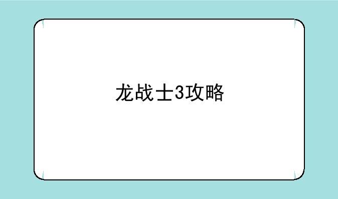 龙战士3攻略