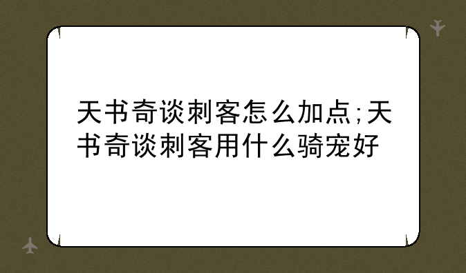 天书奇谈刺客怎么加点;天书奇谈刺客用什么骑宠好