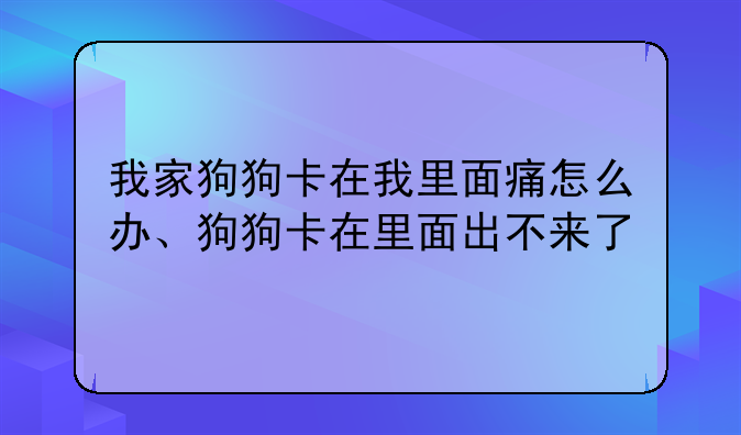 我家狗狗卡在我里面痛怎么办、狗狗卡在里面出不来了