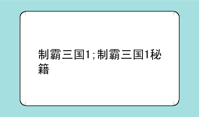 制霸三国1;制霸三国1秘籍